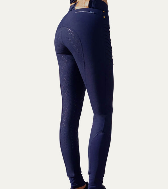 pantalon equitation genial taille haute full grip marine dos gauche alsportswear alexandra ledermann sportswear