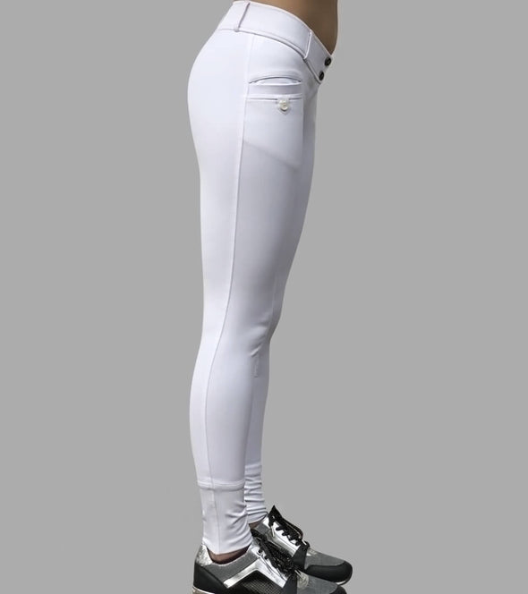 Pantalon d'équitation Microfibre Idee-AL Blanc Métallisé Rose