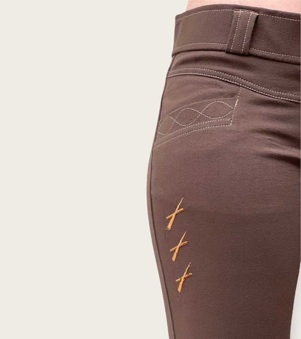 pantalon equitation marron femme broderie original chocolat alexandra ledermann sportswear alsportswear
