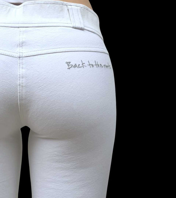 pantalon equitation blanc coton broderie original blanc alexandra ledermann sportswear alsportswear