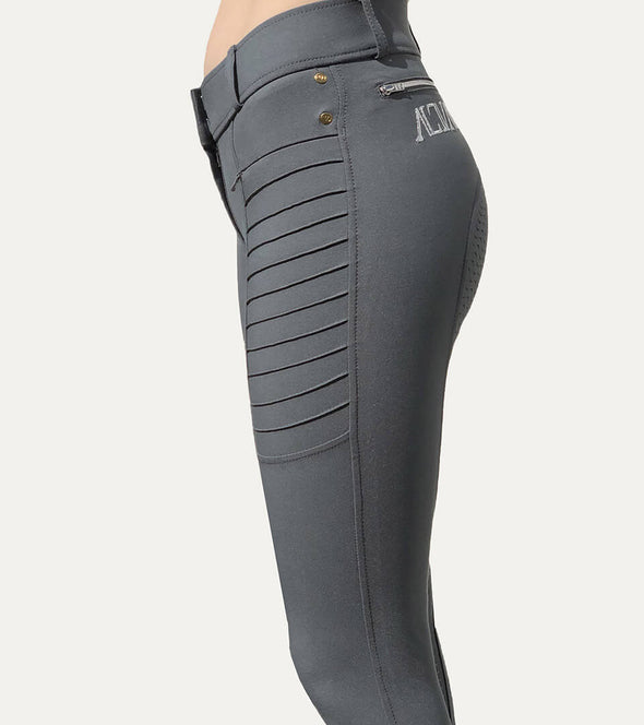 Pantalon Equitation Gris Genial Full Grip Profile Gauche Alexandra Ledermann Sportswear Al Sportswear