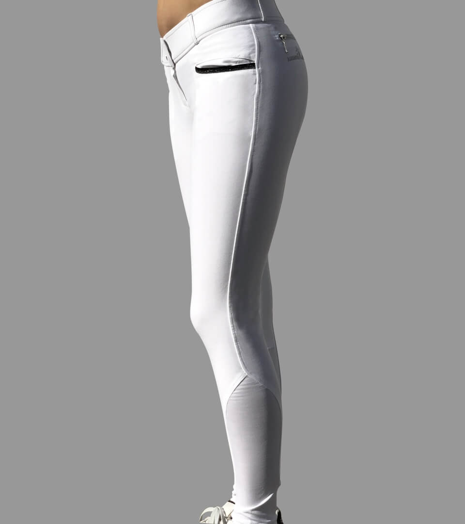 Pantalon concours équitation : pantalon de concours blanc femme