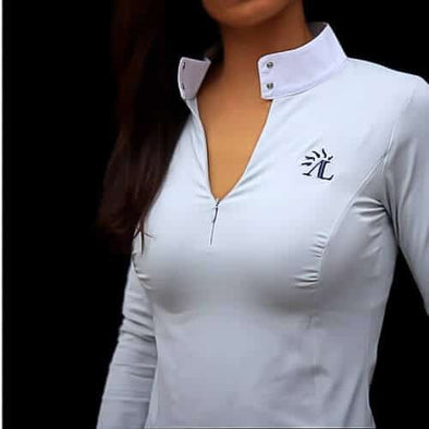 Polo Surabaya gris glacier col ouvert Alexandra Ledermann Sportswear ALSportswear