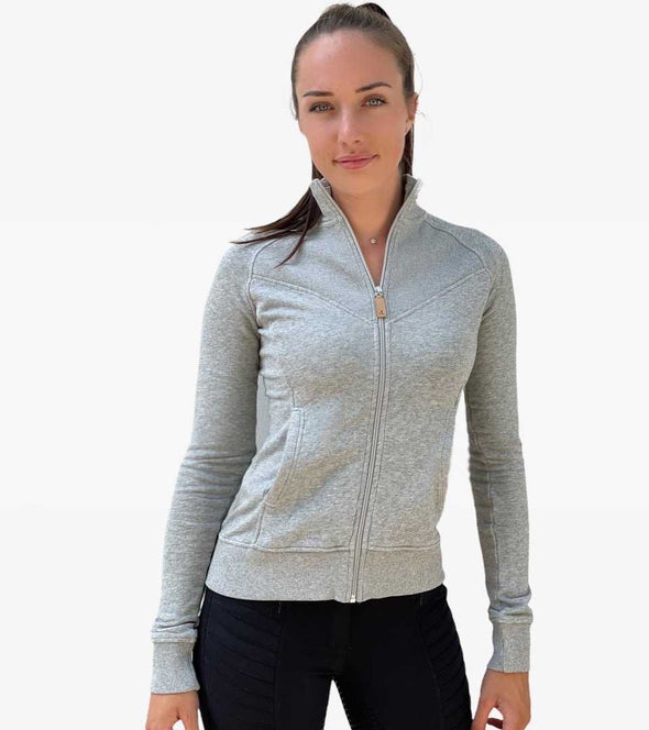 sweatshirt gris clair femme equitation samedi alexandra ledermann sportswear alsportswear