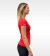 t-shirt technique rouge femme lucks on fire alexandra ledermann sportswear alsportswear