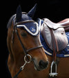 ensemble tapis bonnet cheval concours bleu nuit cordes beige blanc alexandra ledermann sportswear alsportswear