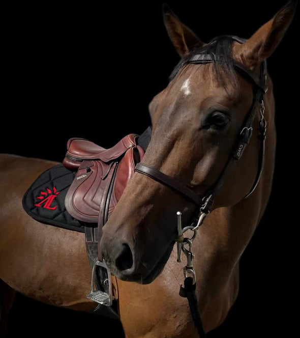 tapis de selle mesh noir rouge cheval poney alexandra ledermann sportswear alsportswear