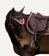 ensemble tapis bonnet cheval chocolat cordes rouge or alsportswear alexandra ledermann sportswear