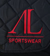 tapis de selle bonnet noir broderie rouge alsportswear alexandra ledermann sportswear