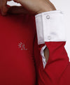 Polo concours Walikota rouge détails poignets Alexandra Ledermann Sportswear ALSportswear