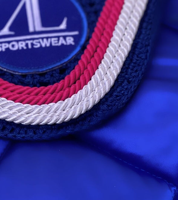 bonnet bleu roi cordes rose fuchsia et blanc zoom cordes alexandra ledermann sportswear al sportswear
