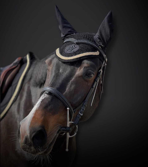 bonnet cheval mesh noir cordes or noir paillettes alexandra ledermann sportswear alsportswear