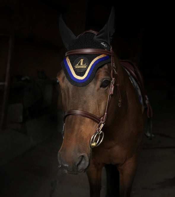 bonnet cheval noir cordes bleu roi or cso al sportswear alexandra ledermann sportswear