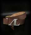 ceinture al cuir marron surpiqures ton sur ton alexandra ledermann sportswear