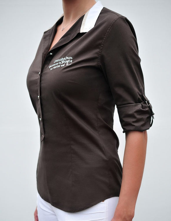 chemise davincy chocolat femme alexandra ledermann sportswear