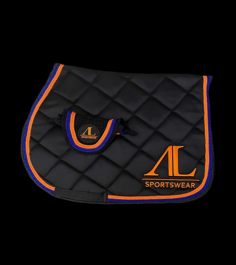 Tapis de Selle Noir, 4 Cordes Orange Fusion & Bleu ∙ AL Sportswear –  Alexandra Ledermann Sportswear