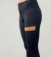 pantalon equitation color vibes noir details tan avant gauche alexandra ledermann sportswear al sportswear