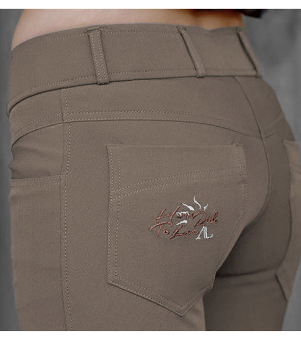 pantalon equitation liveal taupe broderie bronze alexandra ledermann sportswear alsportswear