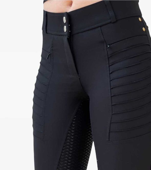 Pantalon d'équitation Full Grip Geni-AL Noir (taille haute)