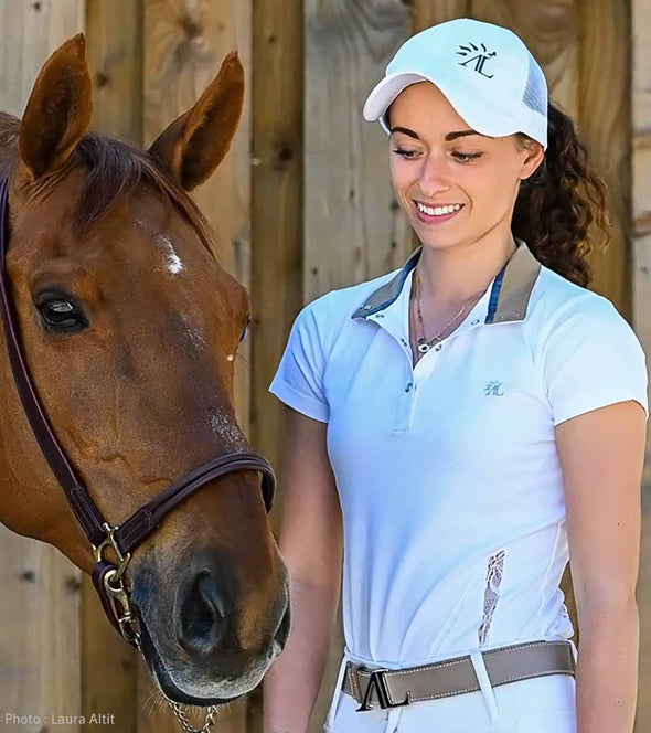 polo de concours blanc femme dentelle glamline alexandra ledermann sportswear alsportswear