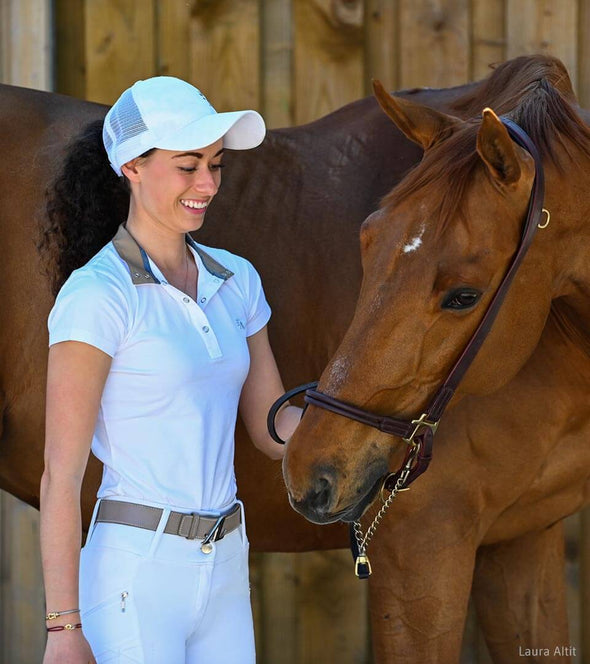 polo de concours blanc femme dentelles equitation glamline alexandra ledermann sportswear alsportswear