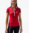 polo de concours rouge femme col satin blanc Shooshoo alexandra ledermann sportswear alsportswear
