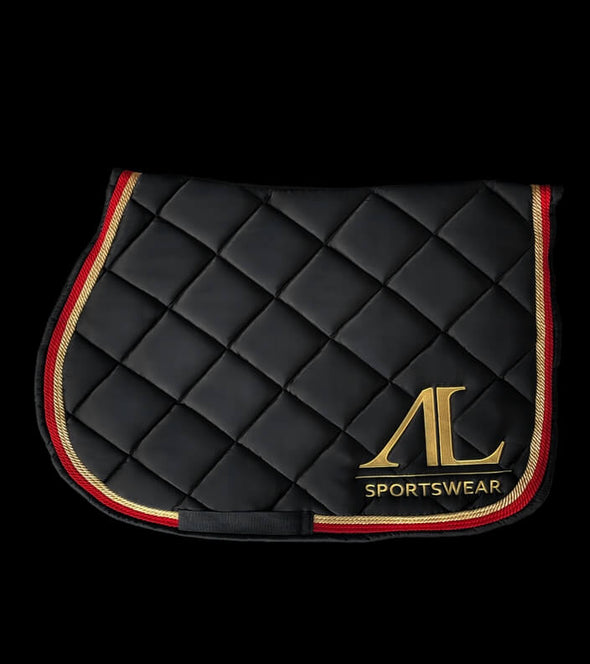 tapis de selle noir cordes rouge or alsportswear alexandra ledermann sportswear