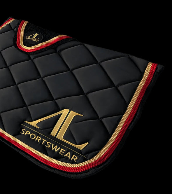 tapis de selle noir cordes rouge or zoom alsportswear alexandra ledermann sportswear