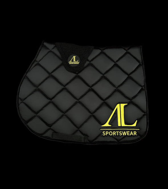tapis de selle noir et jaune alexandra ledermann sportswear alsportswear