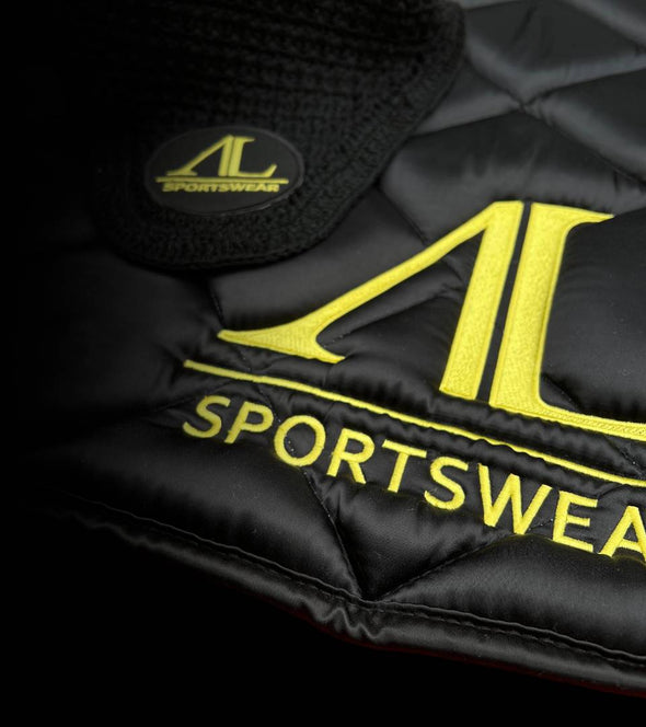 ensemble tapis bonnet noir et jaune fluo alexandra ledermann sportswear alsportswear