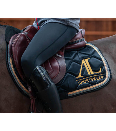tapis de selle noir cordes argentees dorees alexandra ledermann sportswear alsportswear
