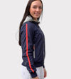 veste bomber femme bleu marine georgette capuche alexandra ledermann sportswear alsportswear
