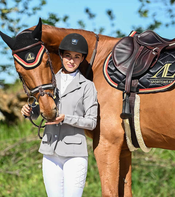 veste de concours grise equitation femme alpha cavaliere alexandra ledermann sportswear alsportswear