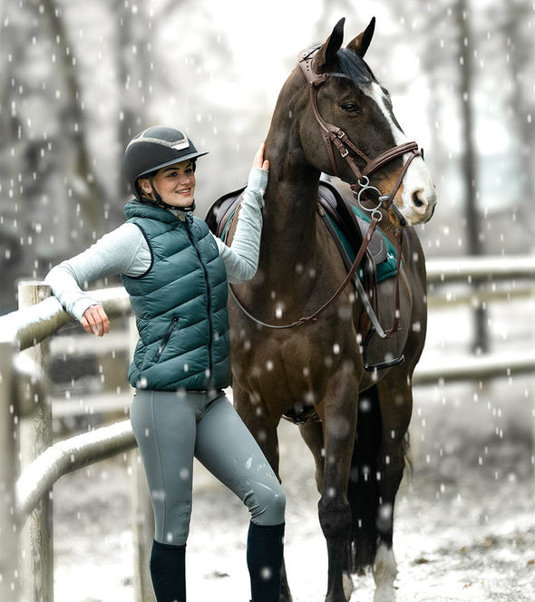 veste equitation sans manche hiver femme clear round verte alexandra ledermann sportswear alsportswear